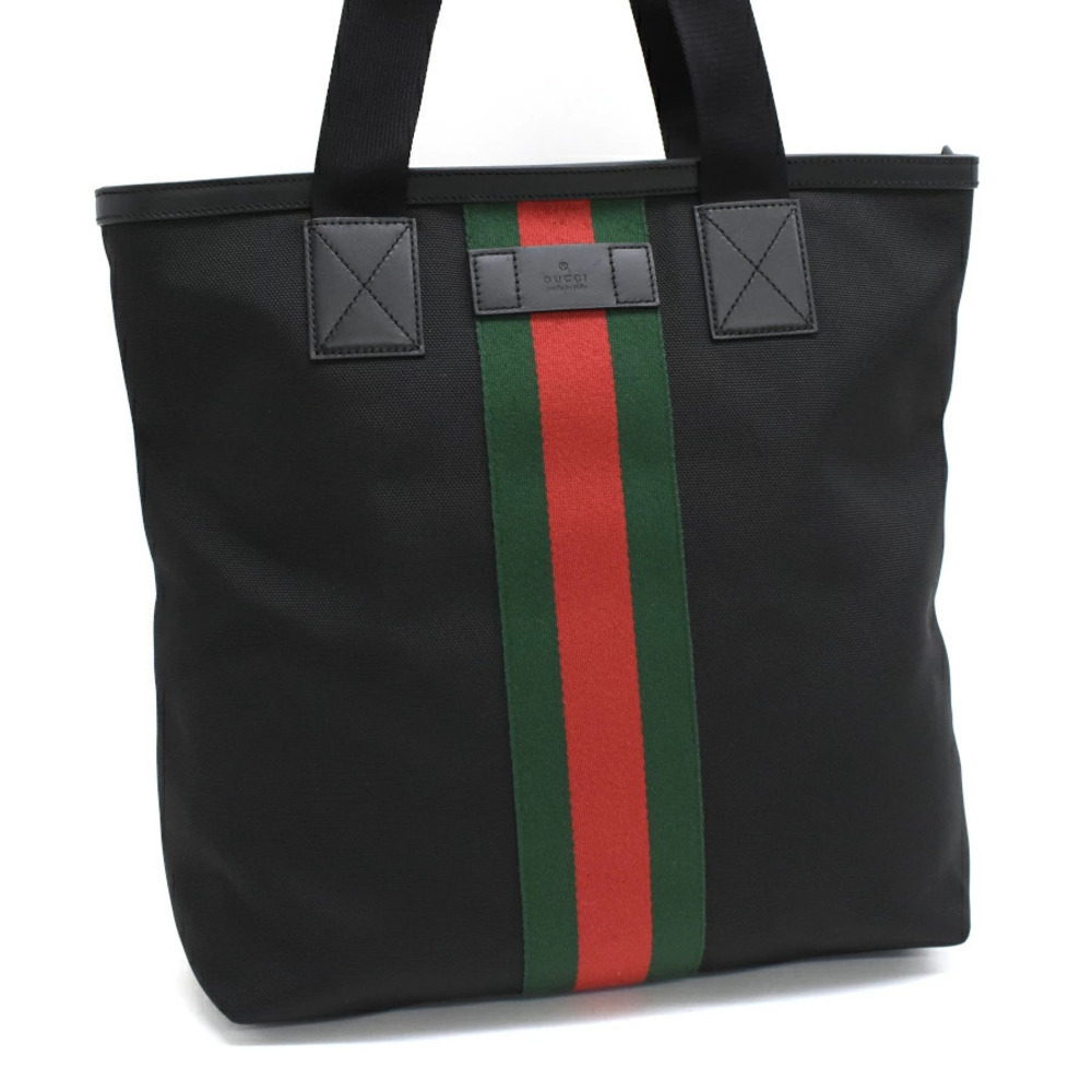 Gucci Web Stripe Tote Bag Black Green Red Sherry Line